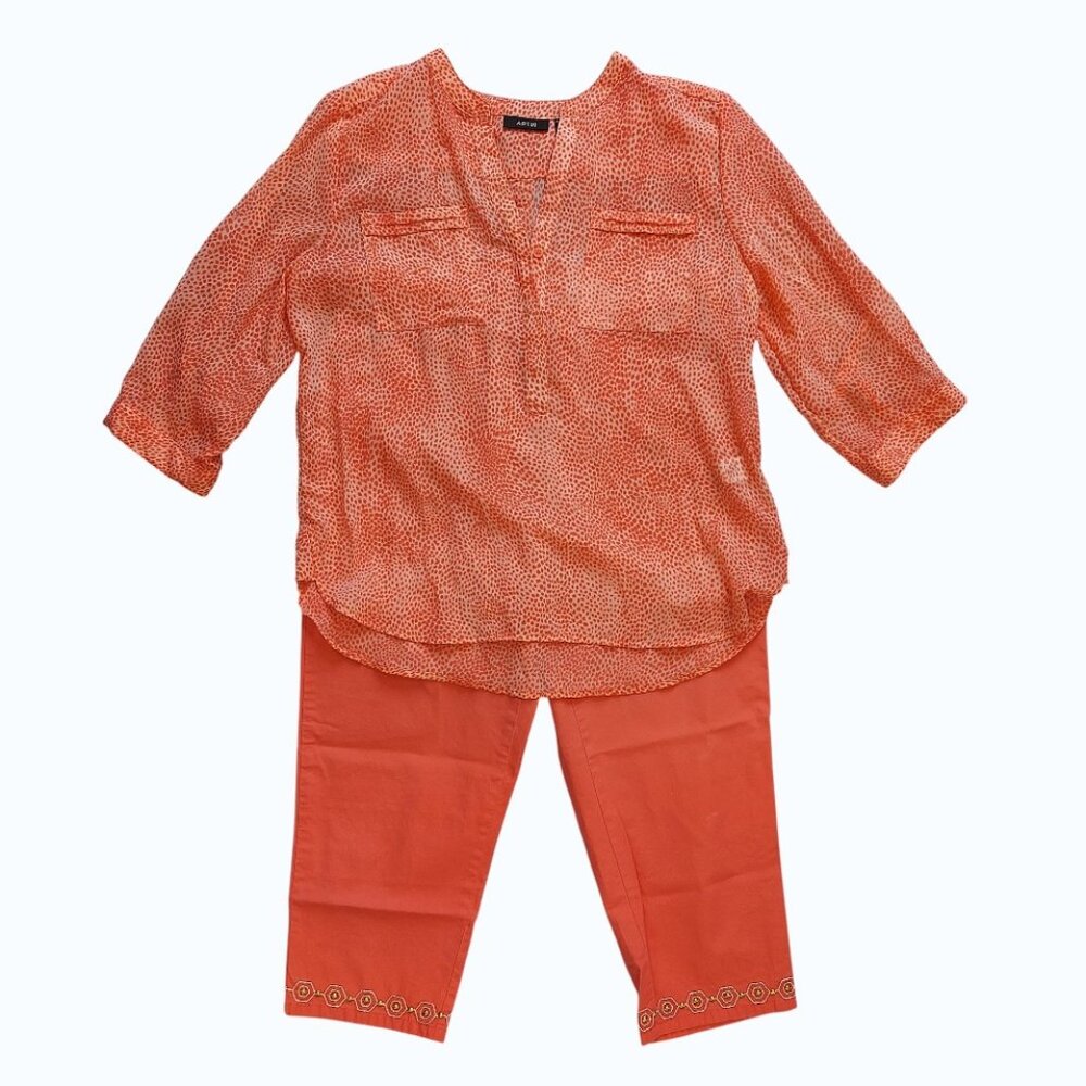 APT. 9 SHEER PULLOVER CORAL BLOUSE WITH MATCHING CAMISOLE (PM) - Picture 16 of 16